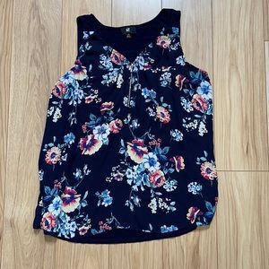 Navy Floral Tank Blouse TBDB